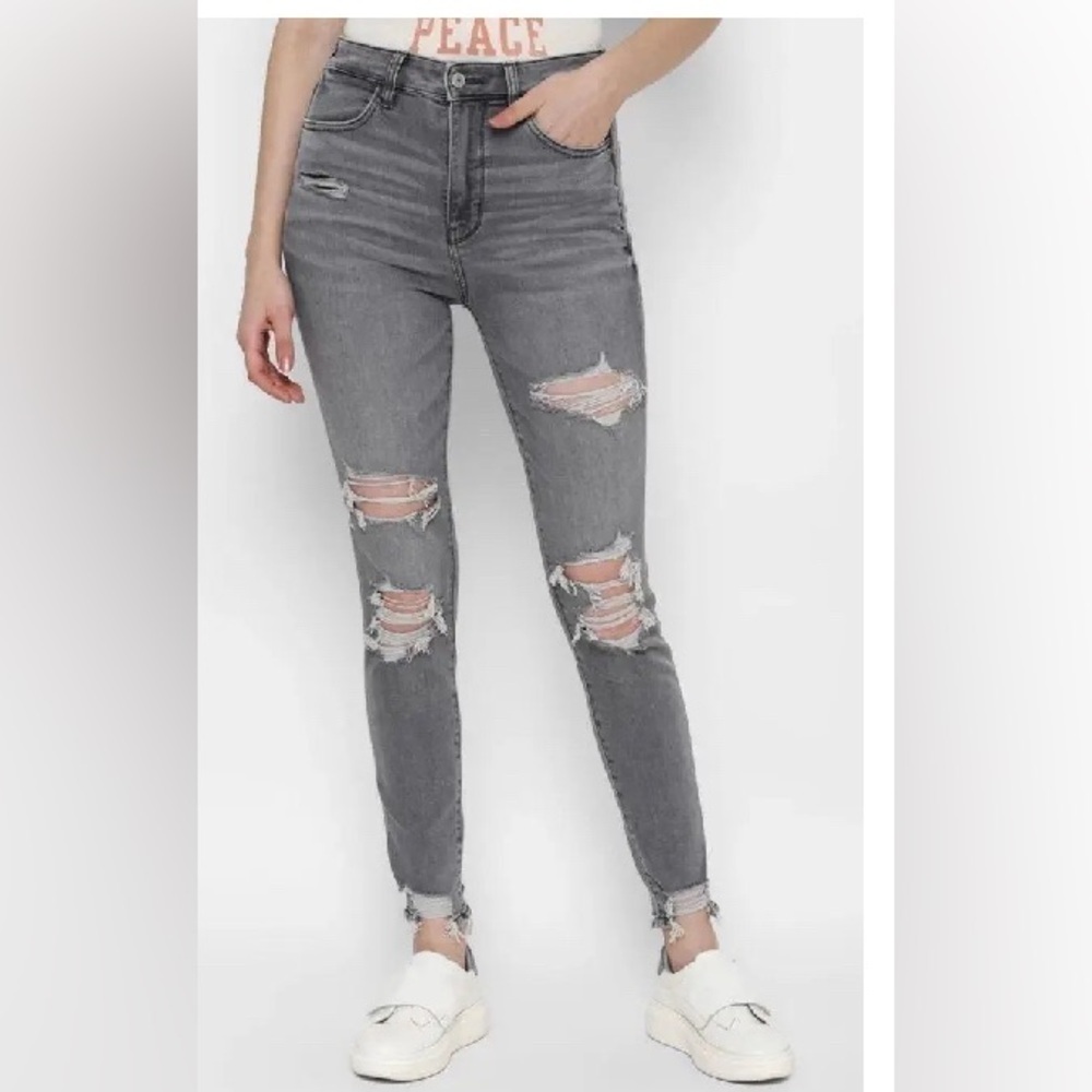 American Eagle Next Level Stretch Destructed Punk Grunge Jeans Women’s Size 8